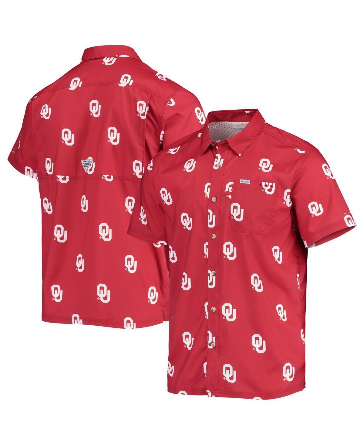 Men's Columbia Crimson Oklahoma Sooners Super Slack Tide Omni-Shade Button-Up Shirt, Size: XL, Red Product Image