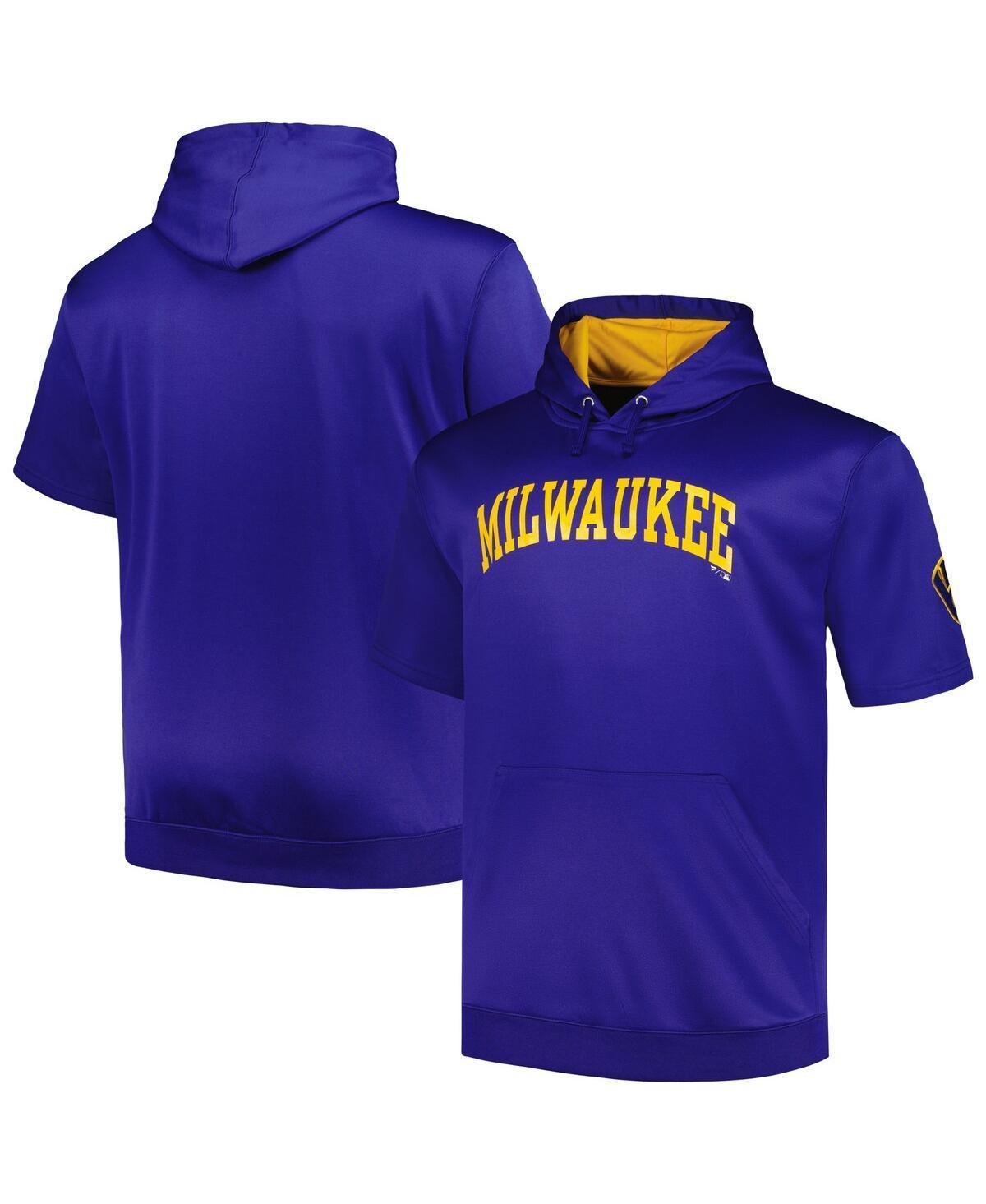Mens Profile Royal Milwaukee Brewers Big & Tall Contrast Short Sleeve Pullover Hoodie Product Image