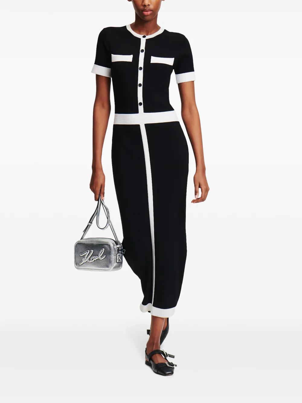 short-sleeve knitted midi dress Product Image