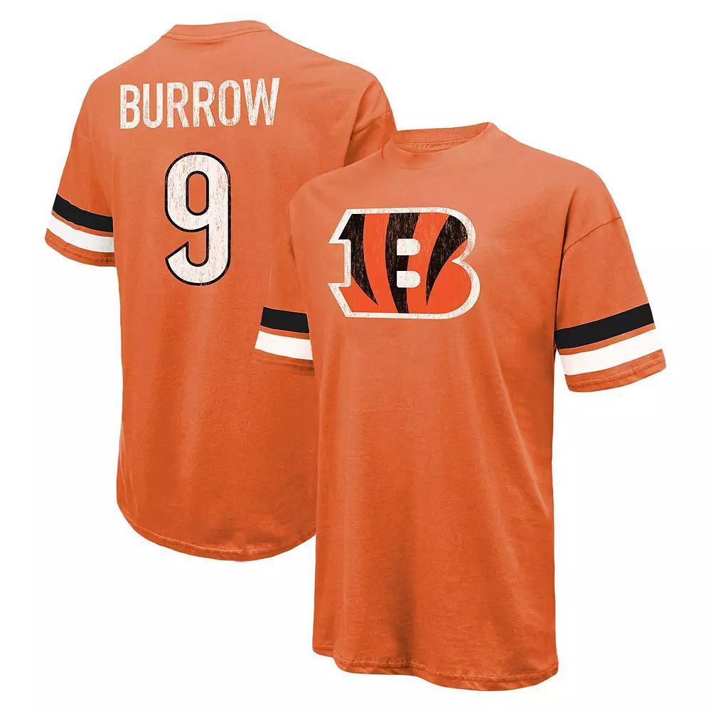 Men's Majestic Threads Joe Burrow Orange Cincinnati Bengals Name & Number Oversize Fit T-Shirt, Size: Small Product Image