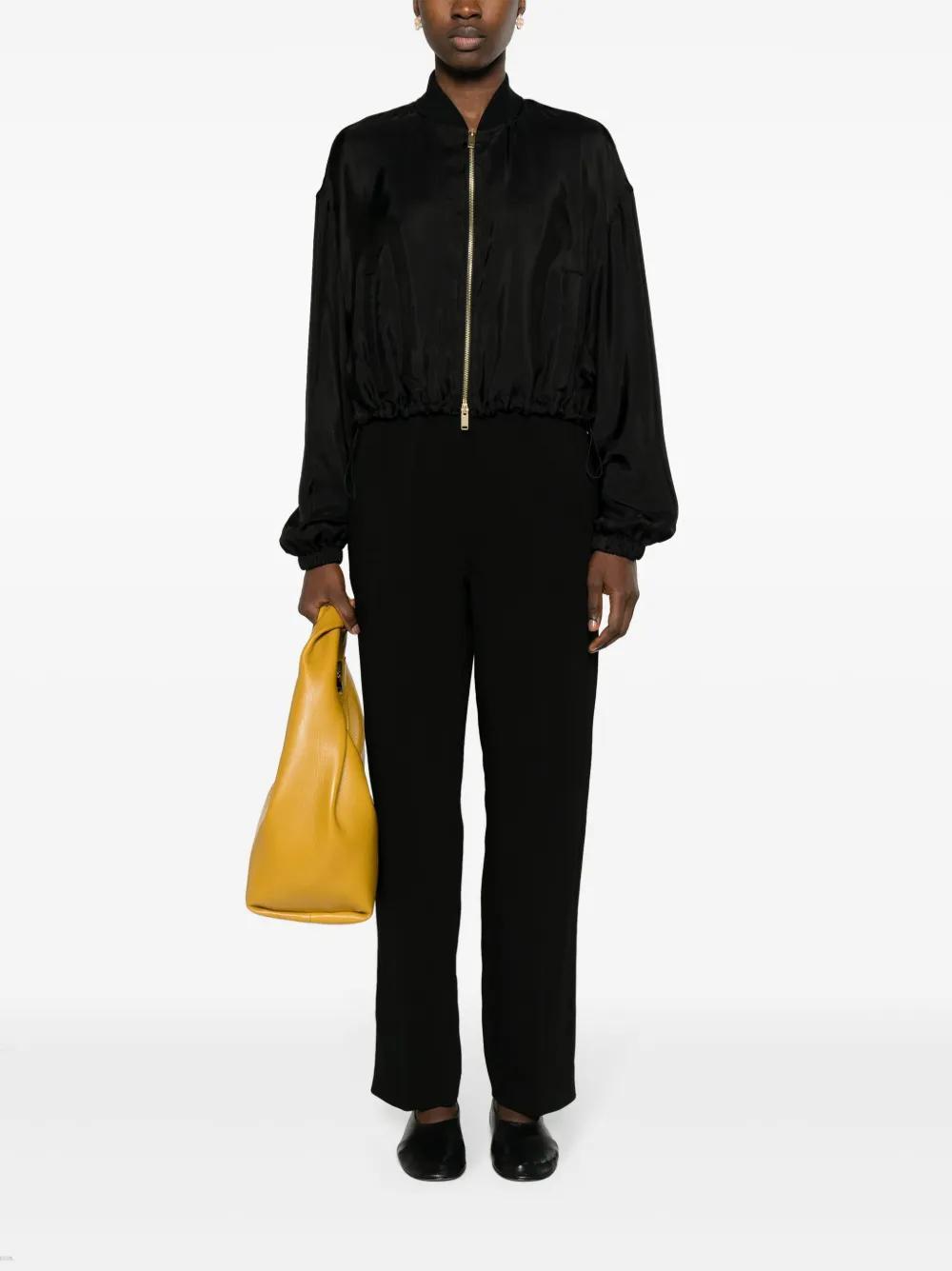 FABIANA FILIPPI Zipped Satin Bomber Jacket In Black Product Image
