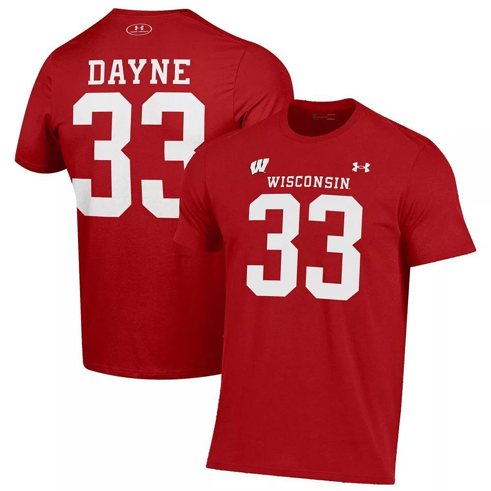Men's Under Armour Ron Dayne Red Wisconsin Badgers Name & Number T-Shirt, Size: Medium Product Image