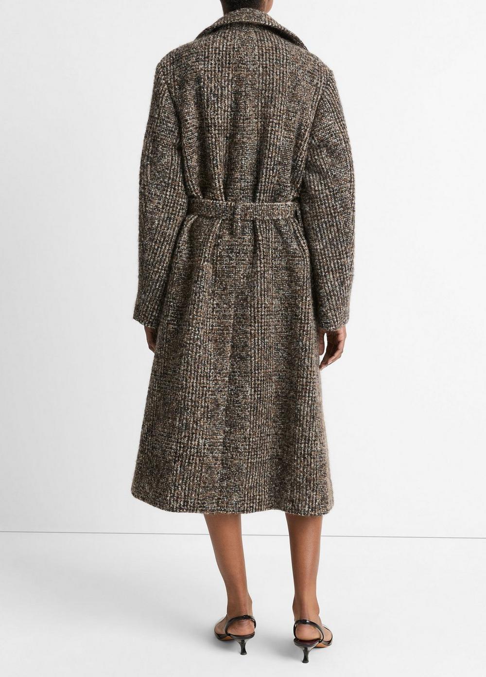 Womens Italian Boucl Wool-Blend Belted Long Coat, Blackstone, Size L Vince Product Image