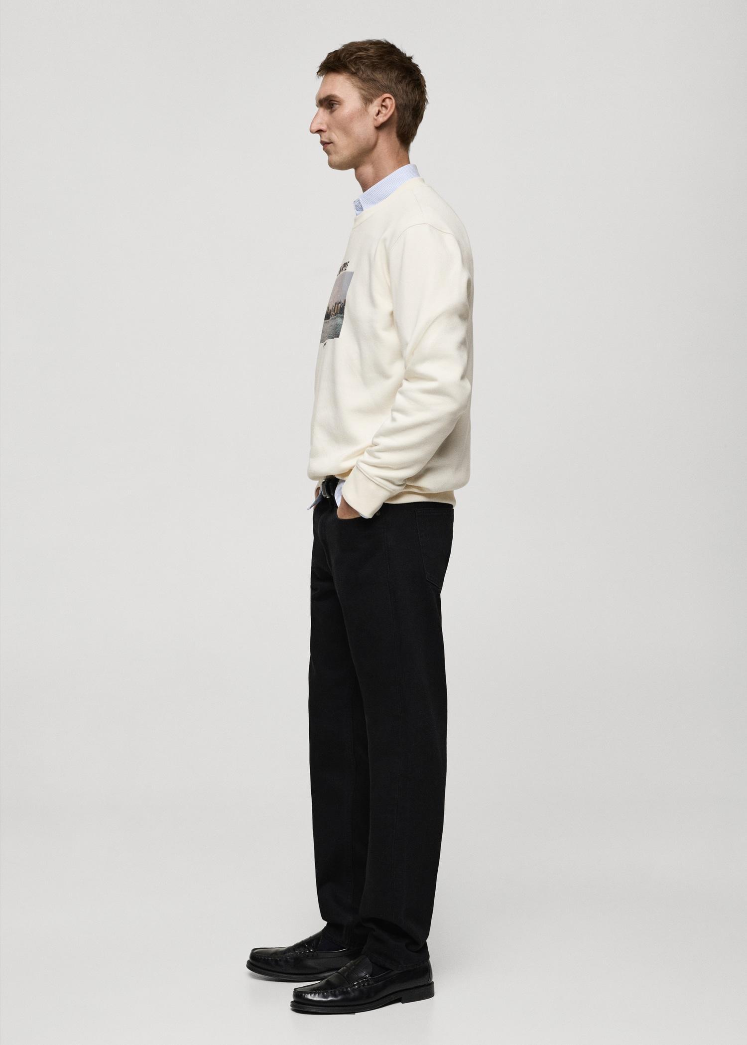 Graphic-print cotton sweatshirt - Men | MANGO USA Product Image