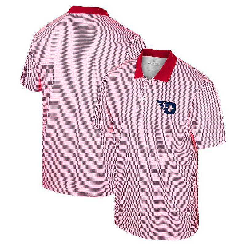 Men's Colosseum White/Red Dayton Flyers Print Stripe Polo, Size: 2XL, Day White Product Image