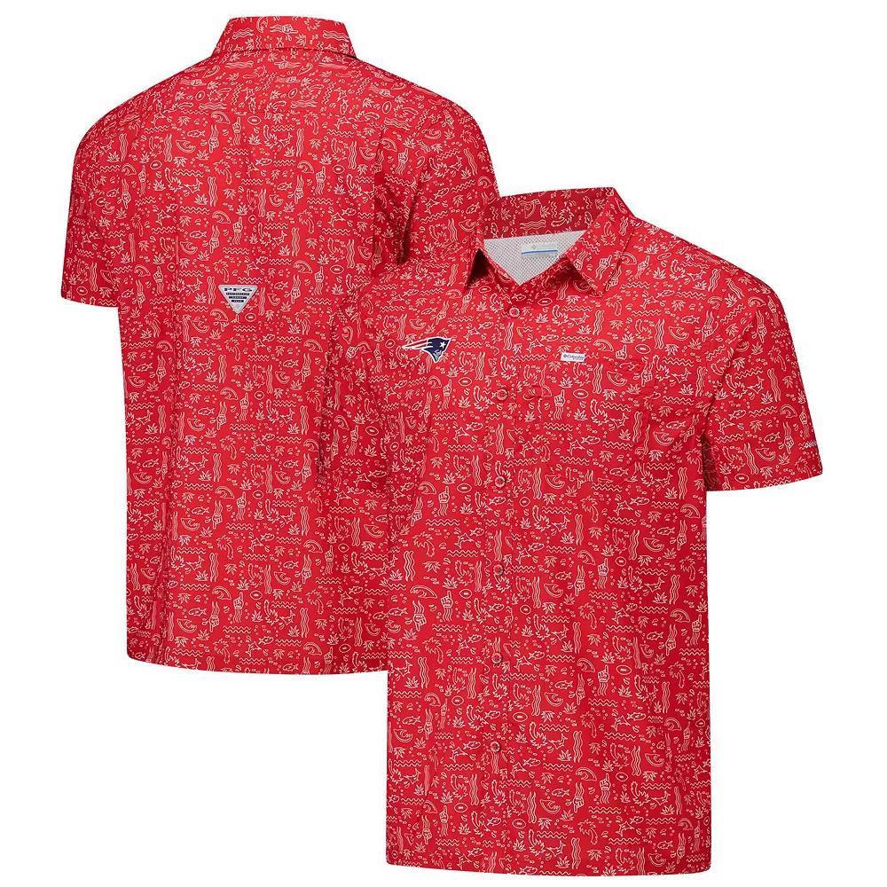 Men's Columbia PFG Red New England Patriots Super Slack Tide Omni-Wick Button-Up Shirt, Size: Small Product Image
