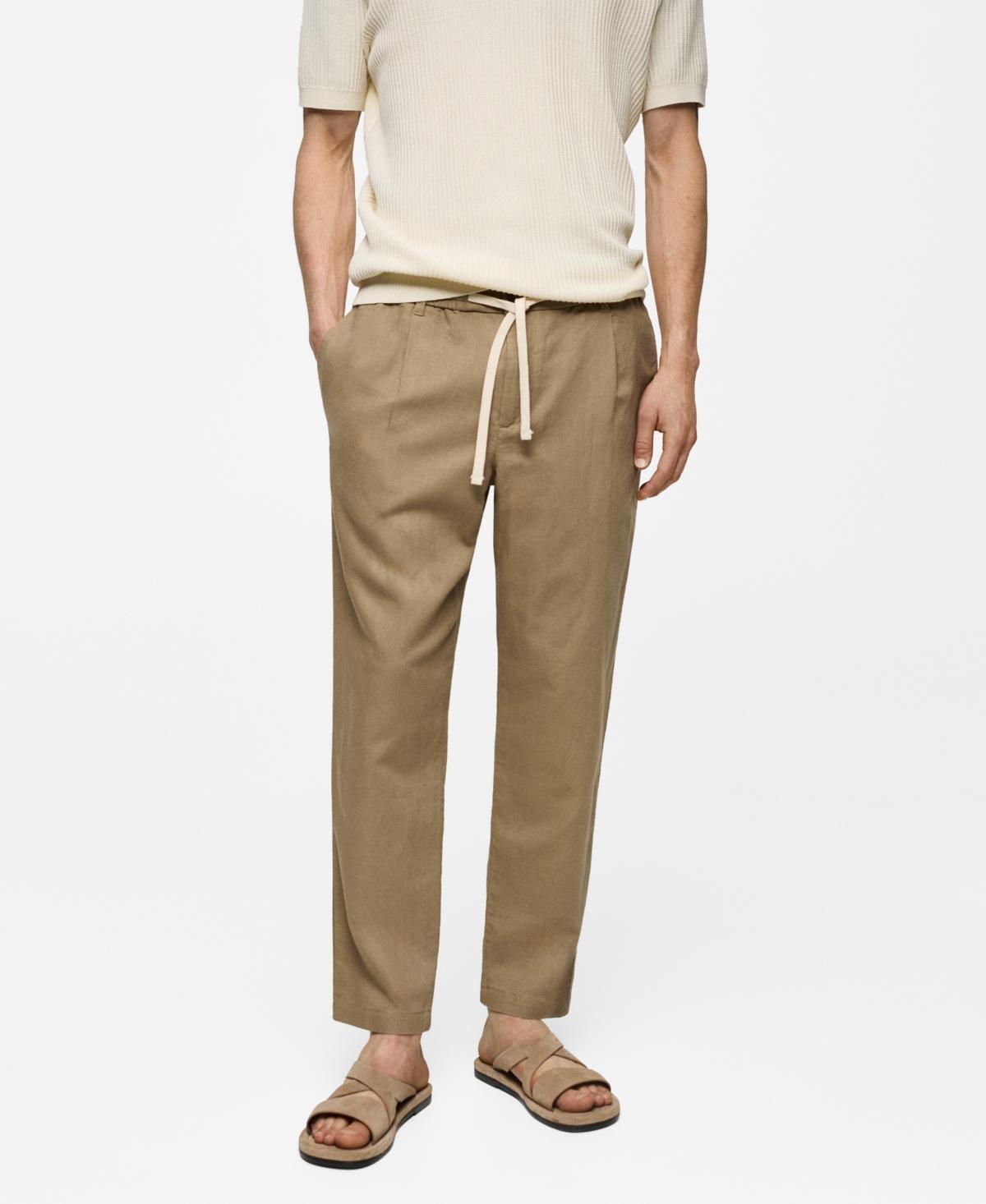 Mango Mens Drawstring Detail Slim-Fit Pants Product Image