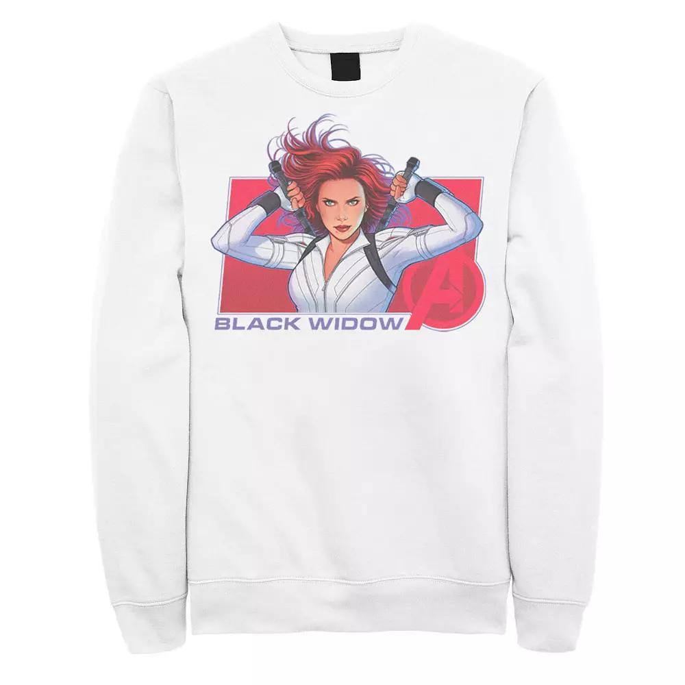 Men's Marvel Black Widow Animated Avengers Logo Sweatshirt, Size: Medium, White Product Image