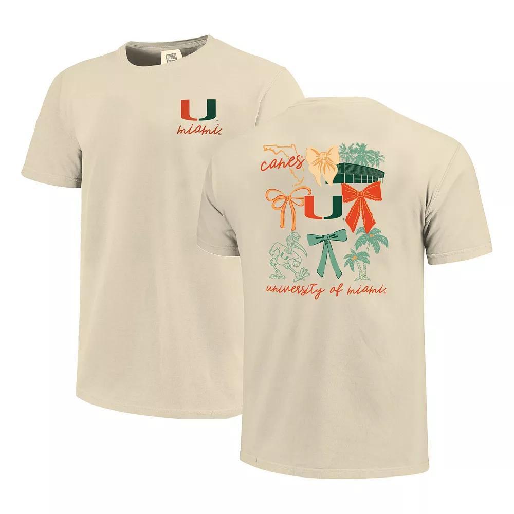 Women's Comfort Colors Cream Miami Hurricanes Coquette T-Shirt, Size: 2XL, Beige Product Image