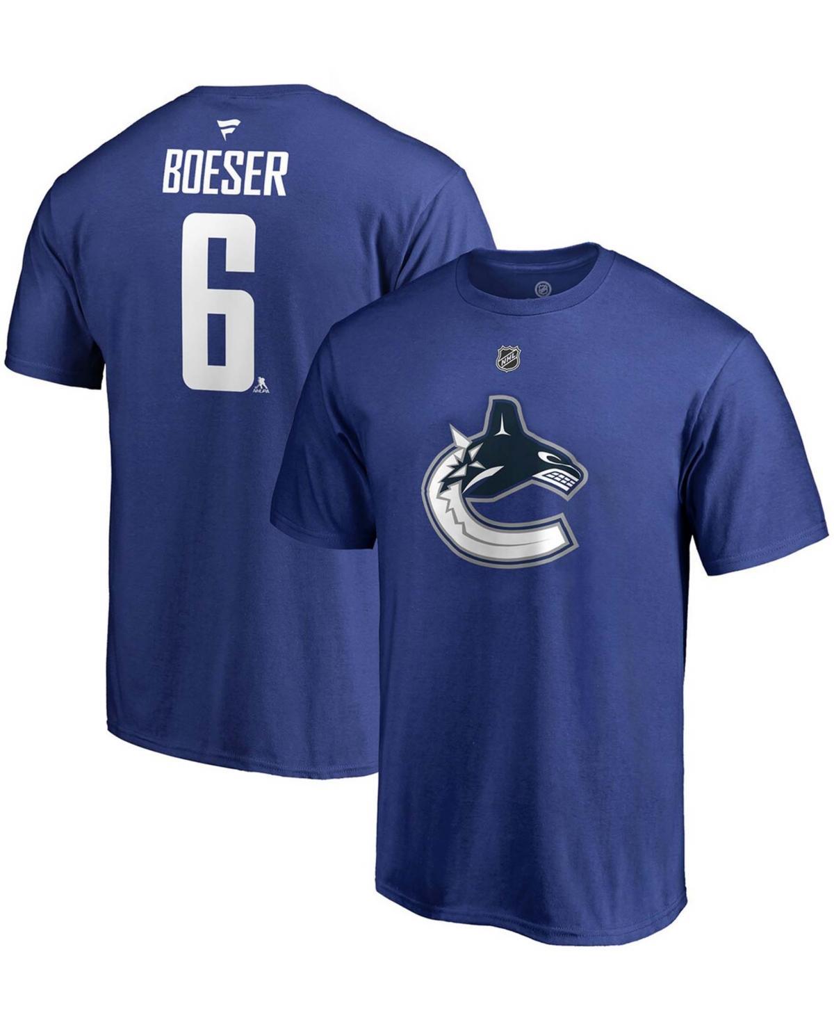 Men's Fanatics Branded Elias Pettersson Blue Vancouver Canucks Team Authentic Stack Name & Number T-Shirt, Size: XL, Cnk Blue Product Image