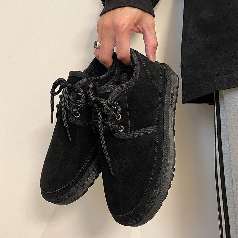 Simple Suede Lace-Up Sneakers Product Image