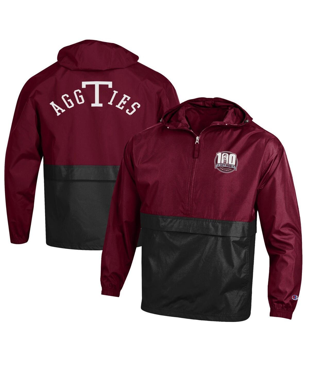 Men's Champion Maroon Texas A&M Aggies 12th Man Centennial Blocked Packable Half-Zip Pullover Jacket, Size: XL, Red Product Image