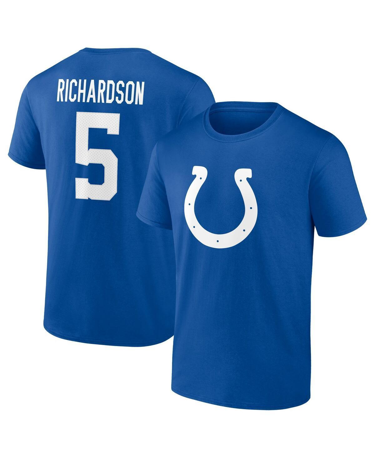 Men's Fanatics Branded Anthony Richardson Royal Indianapolis Colts 2023 NFL Draft First Round Pick Icon Name & Number T-Shirt, Size: Medium, Blue Product Image
