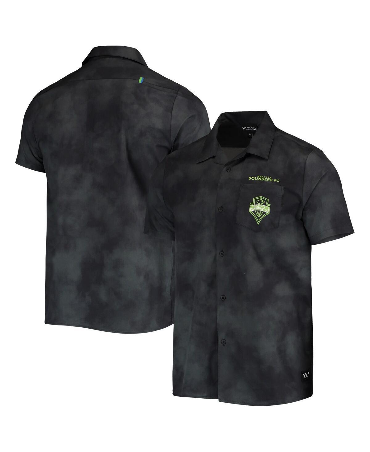 Men's The Wild Collective Black Seattle Sounders FC Abstract Cloud Button-Up Shirt, Size: Large Product Image