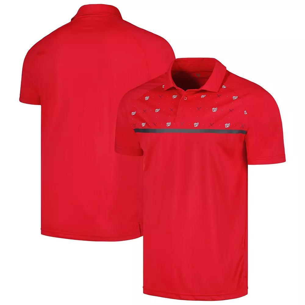 Men's Levelwear Red Washington Nationals Sector Batter Up Raglan Polo, Size: Medium Product Image