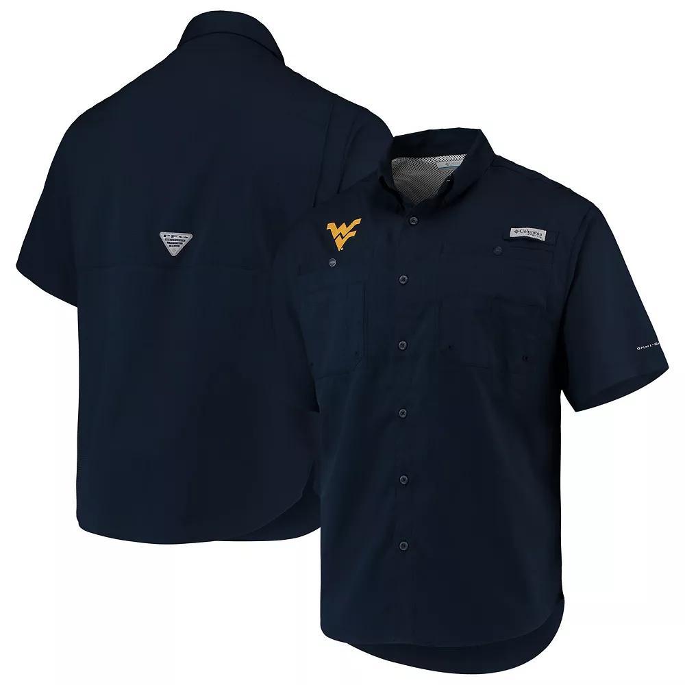 Men's Columbia Navy West Virginia Mountaineers PFG Tamiami Omni-Shade Button-Down Shirt, Size: Small, Blue Product Image