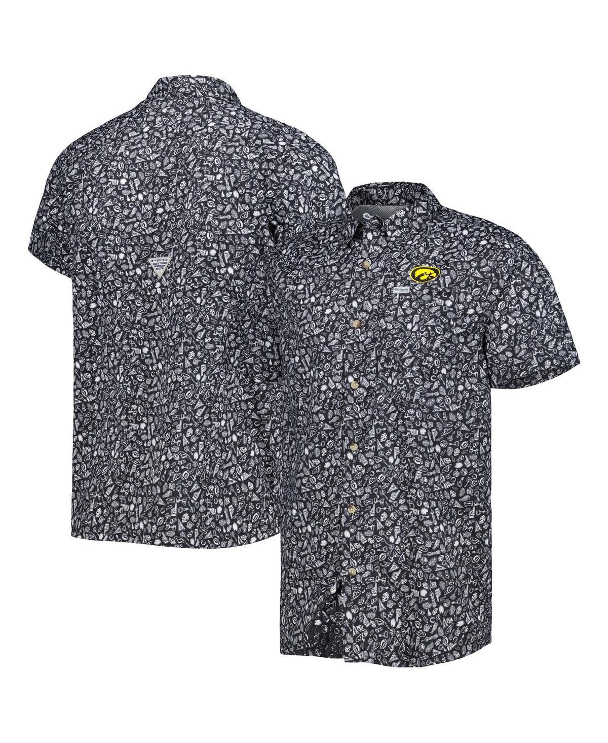 Men's Columbia Black Iowa Hawkeyes Super Slack Tide Omni-Shade Team Button-Up Shirt, Size: Large Product Image