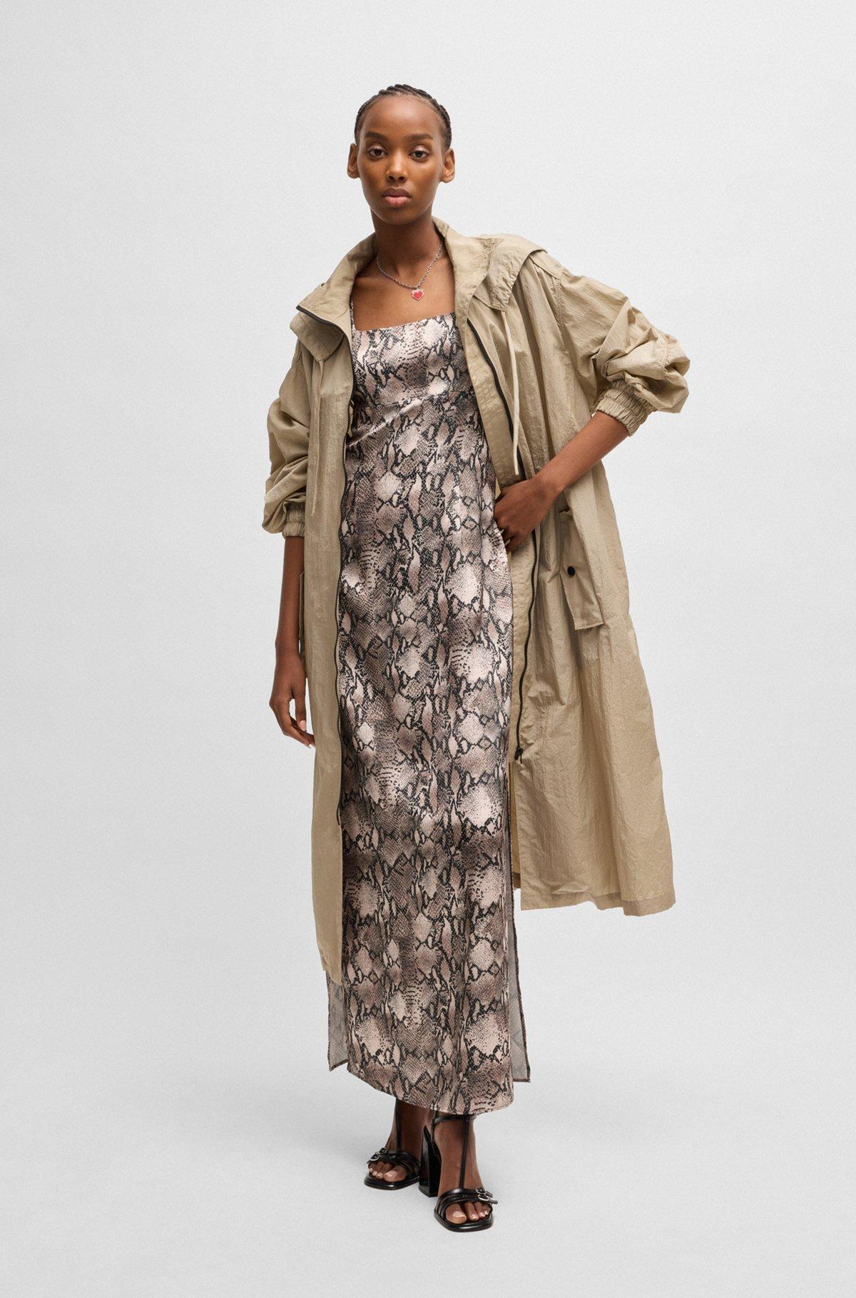 HUGO - Square-neck dress with python print - Patterned Product Image