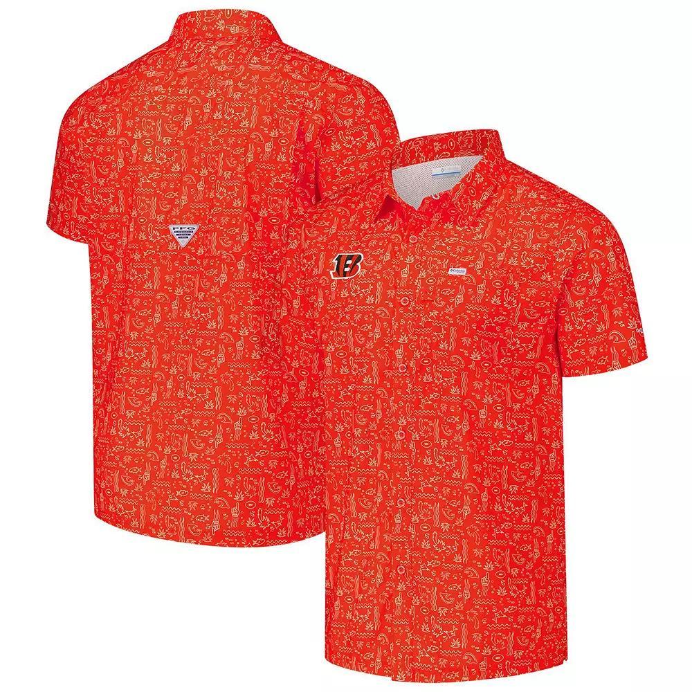 Men's Columbia PFG Orange Cincinnati Bengals Super Slack Tide Omni-Wick Full-Button Shirt, Size: Large Product Image