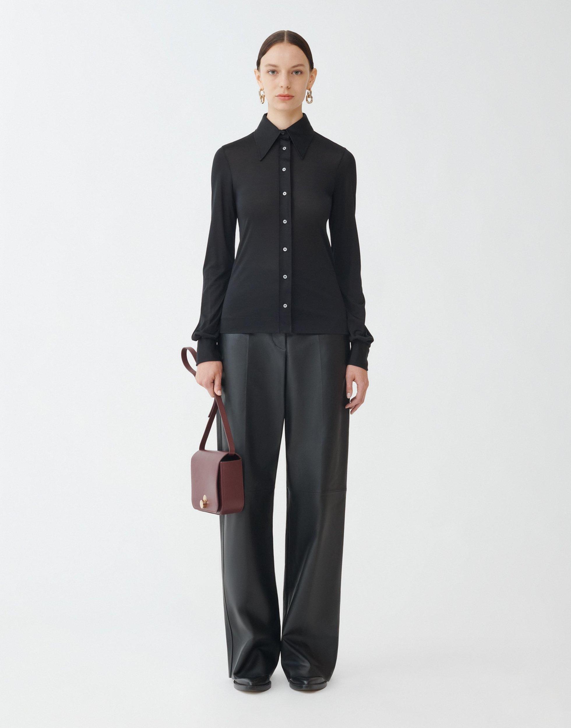 FABIANA FILIPPI Silk Jersey Shirt In Black Product Image
