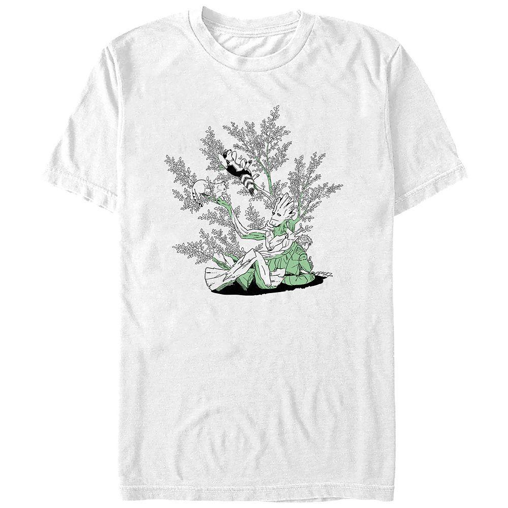 Juniors' Guardians Of The Galaxy Groot The Resting Tree Boyfriend Graphic Tee, Women's, Size: XL, White Product Image