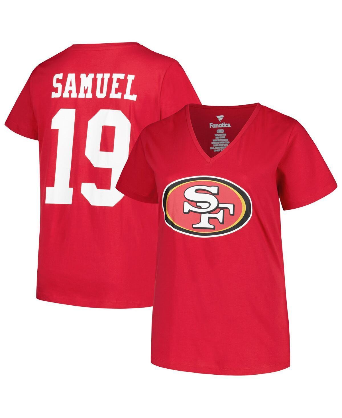 Women's Fanatics Branded Deebo Samuel Scarlet San Francisco 49ers Plus Size Player Name & Number V-Neck T-Shirt, Size: 3XL, Red Product Image