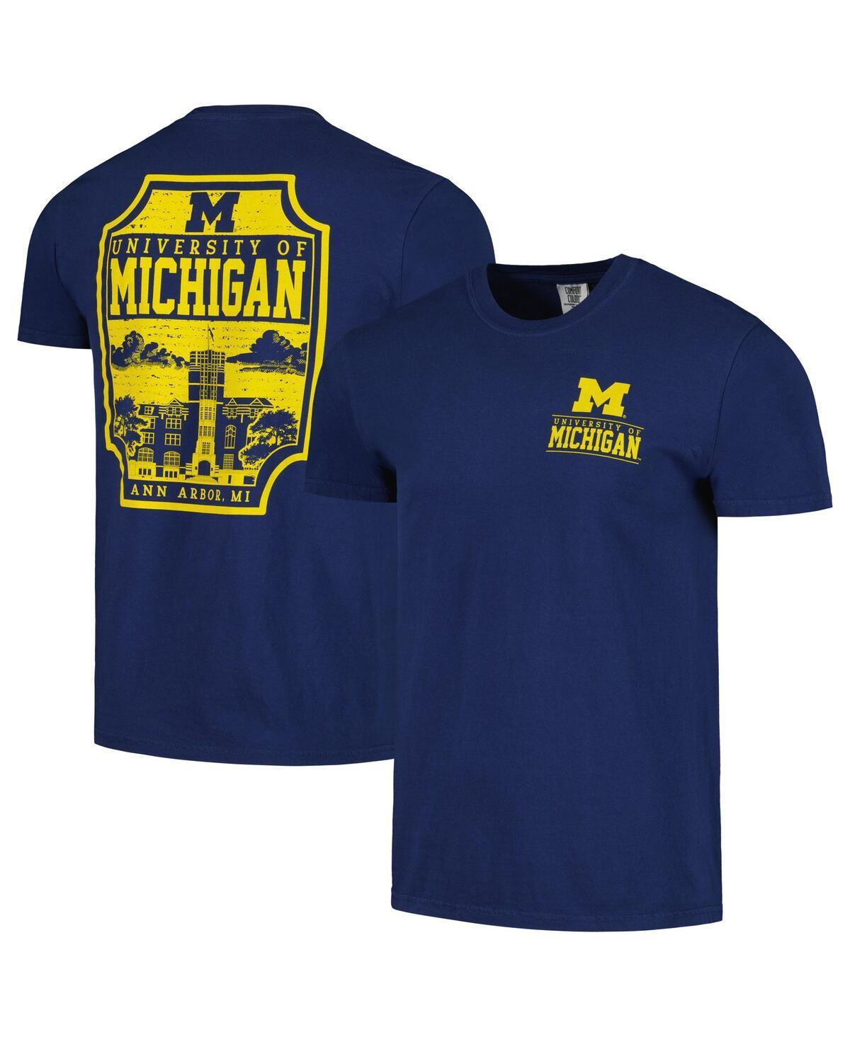Men's Navy Michigan Wolverines Campus Badge Comfort Colors T-Shirt, Size: Small, Blue Product Image