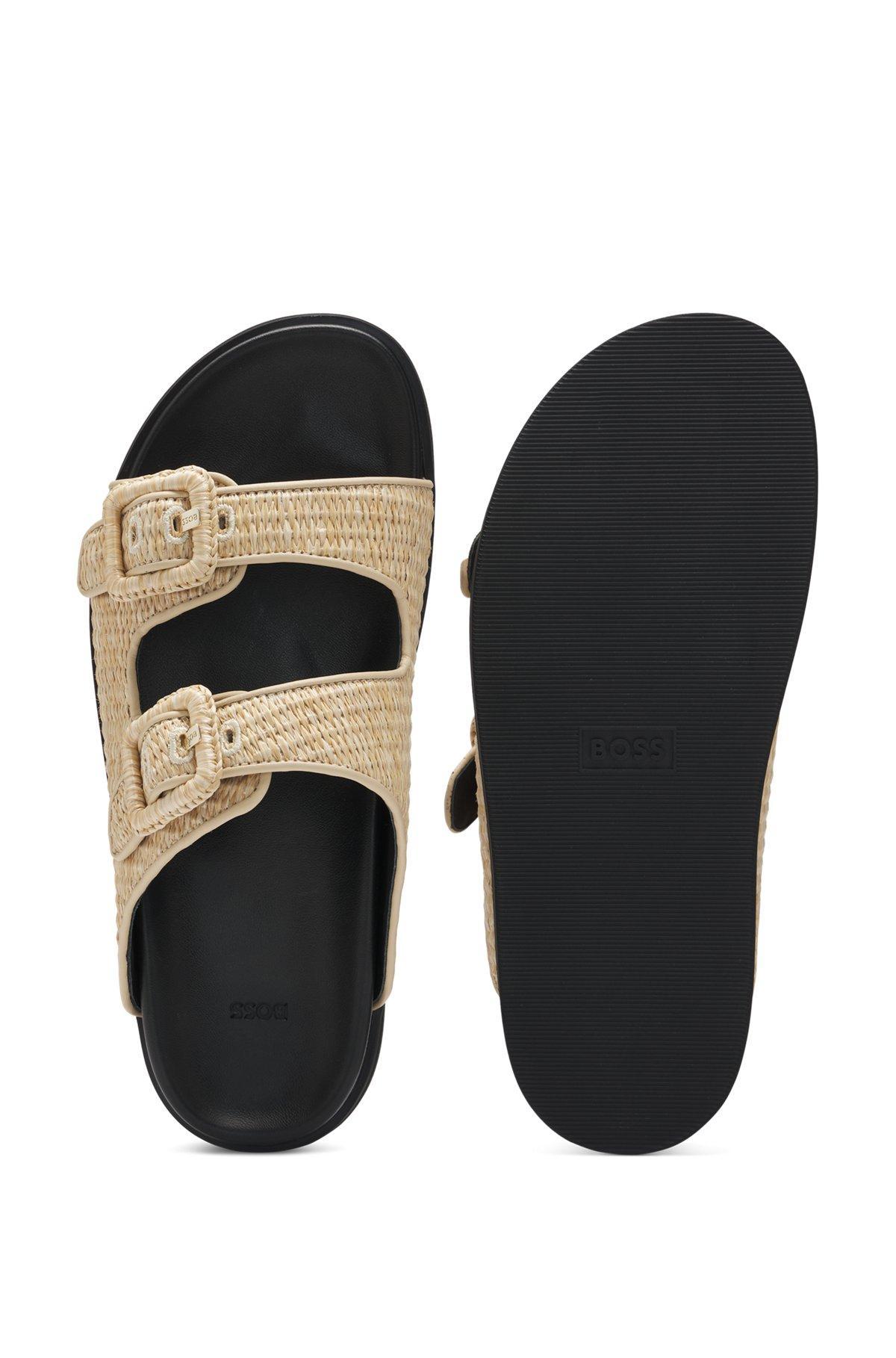 Raffia slides with buckled straps Product Image