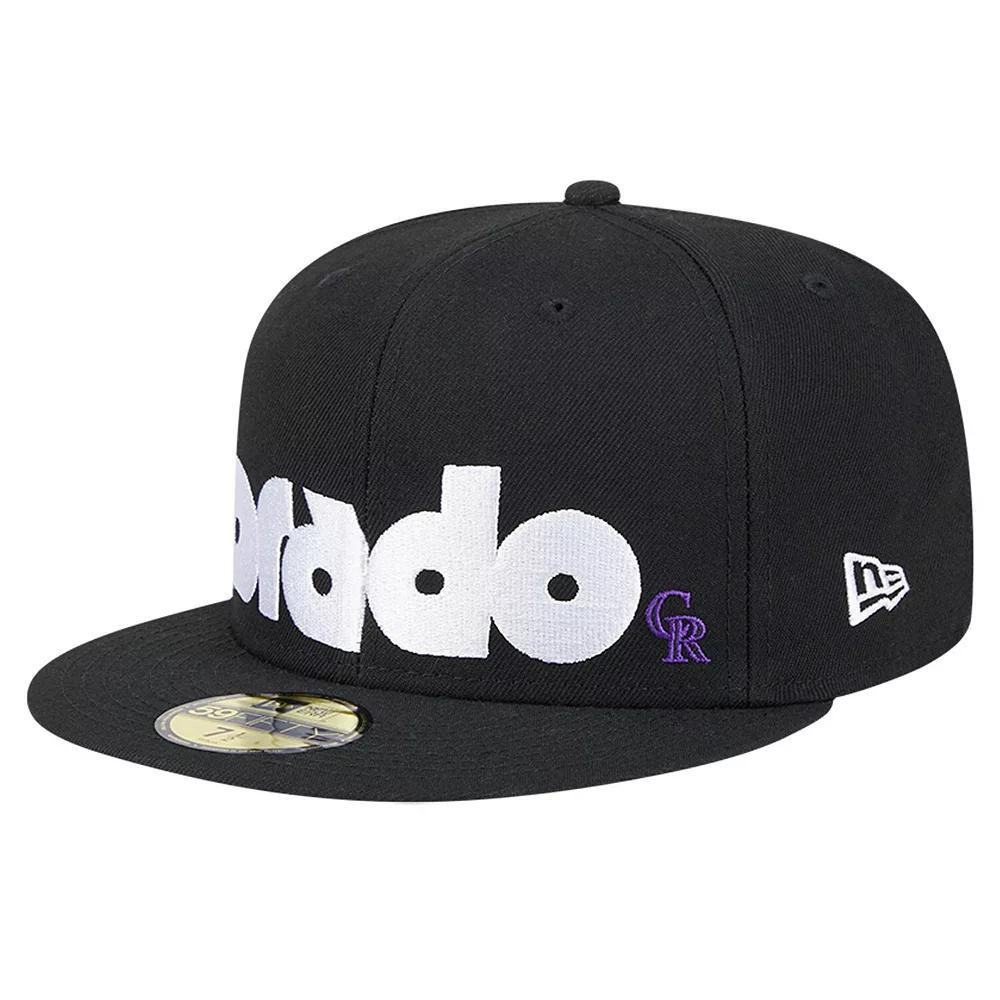Men's New Era Black Colorado Rockies Checkered Undervisor 59FIFTY Fitted Hat, Size: 7 Product Image