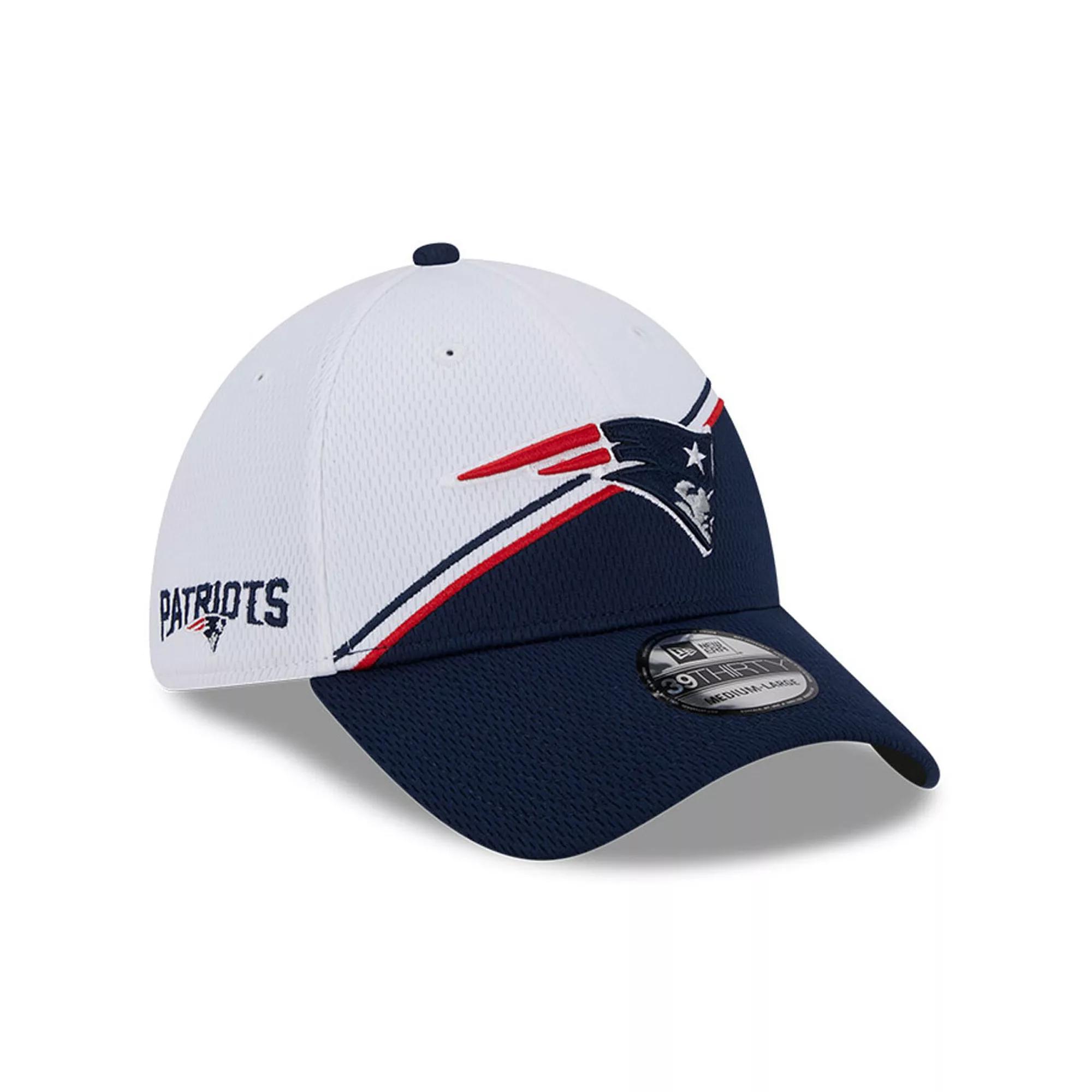 Men's New Era  White/Navy New England Patriots 2023 Sideline 39THIRTY Flex Hat, Size: Medium/Large Product Image
