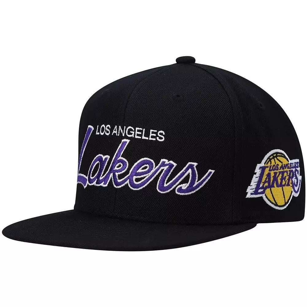 Mens Mitchell & Ness Los Angeles Lakers Hardwood Classics Script 2.0 Snapback Hat Product Image