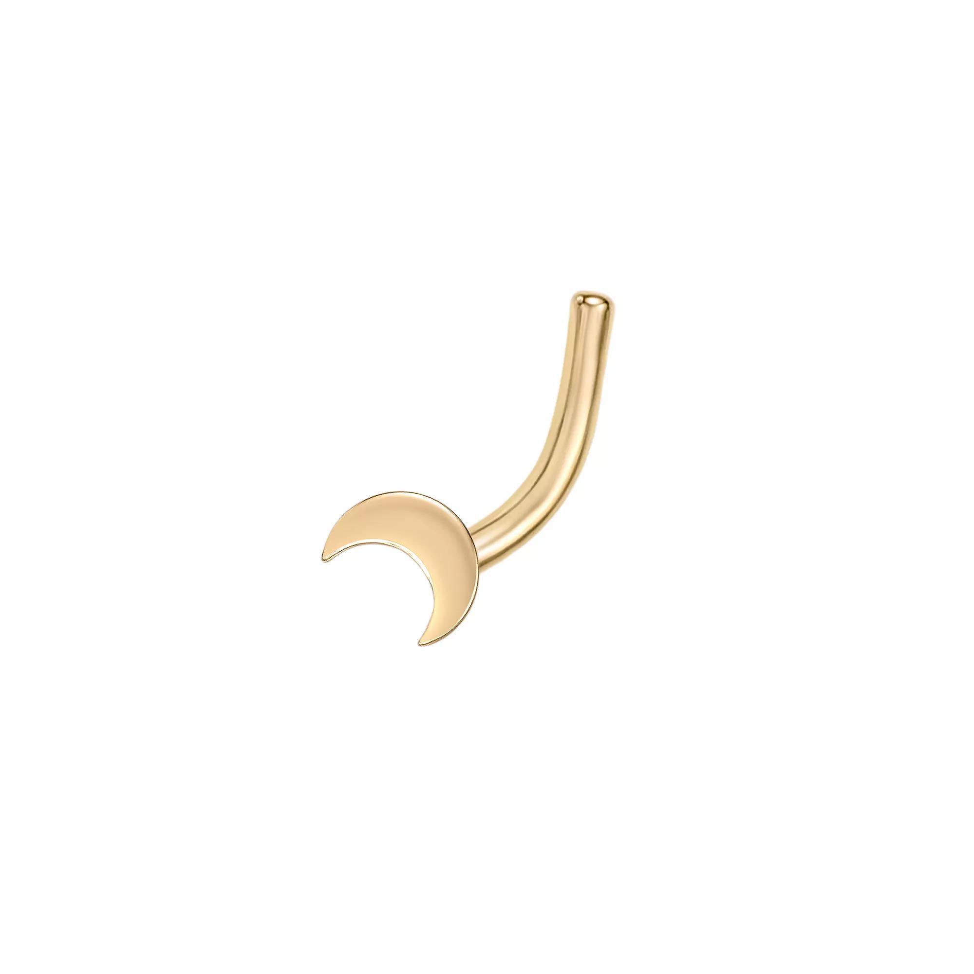 Lila Moon 14k Gold Crescent Moon Curved Nose Ring Stud, Women's Product Image