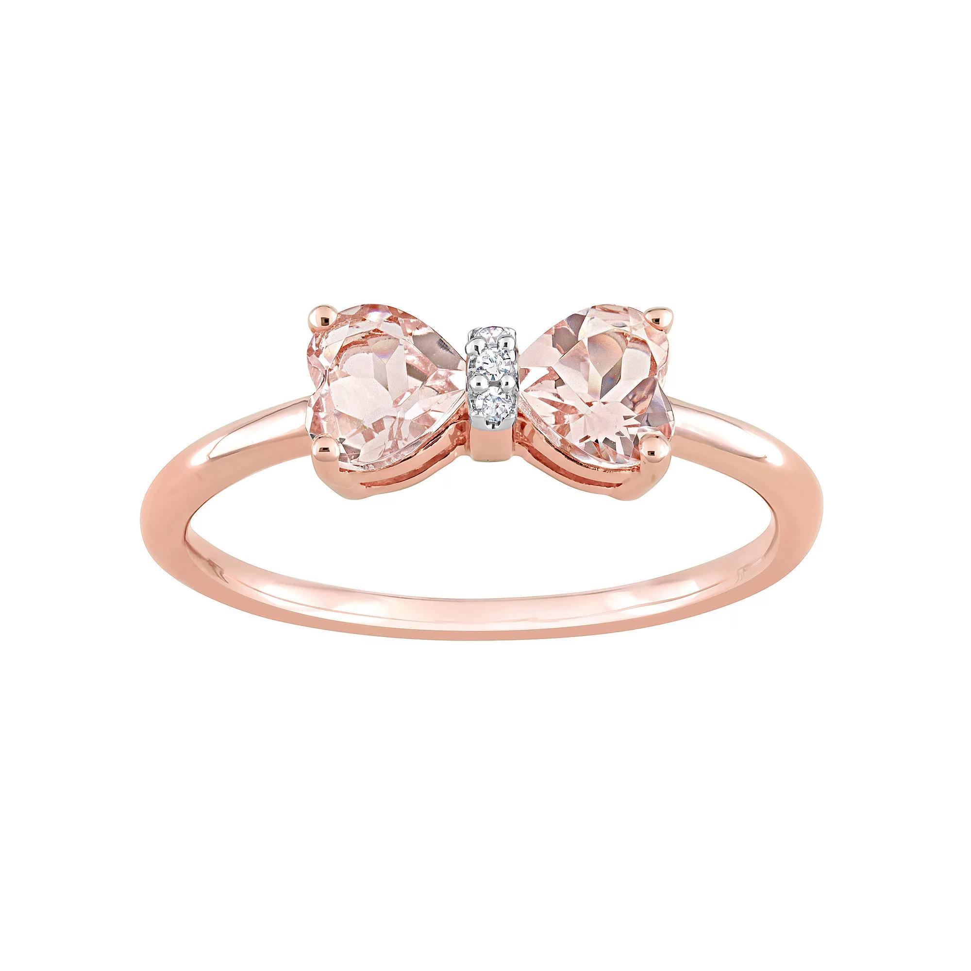 Stella Grace 10k Rose Gold Morganite & Diamond Accent Bow Ring, Women's, Size: 6.5", 10k Rsgold Product Image
