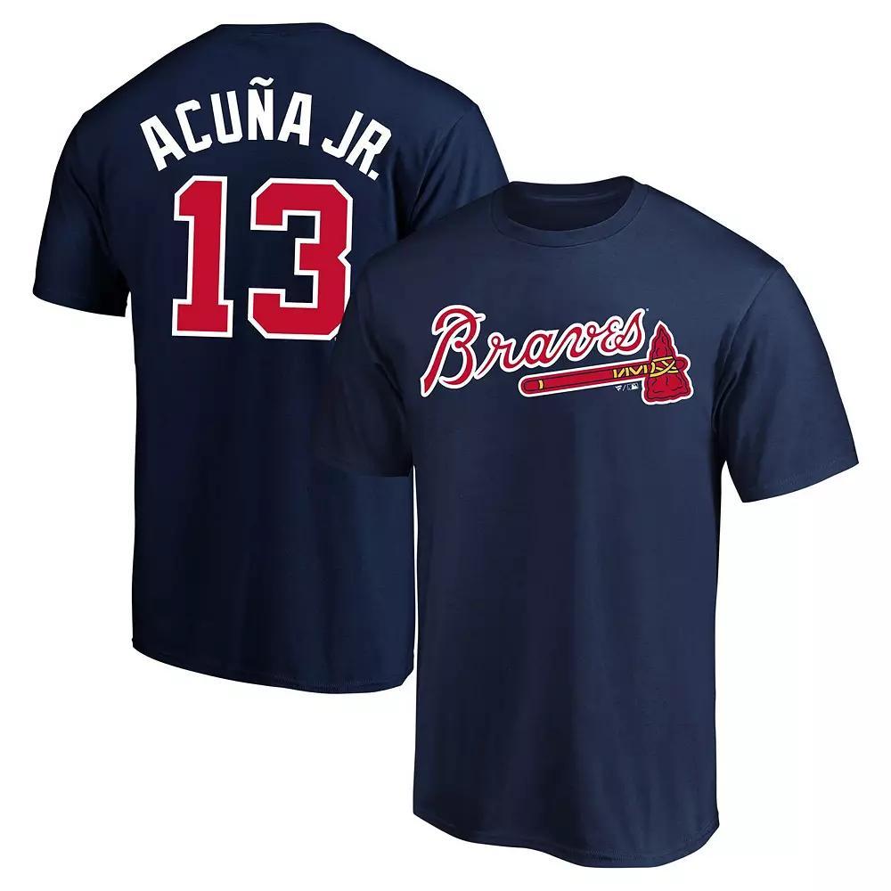 Men's Profile Ronald Acuna Navy Atlanta Braves Big & Tall Name & Number T-Shirt, Size: 4XB, Blue Product Image