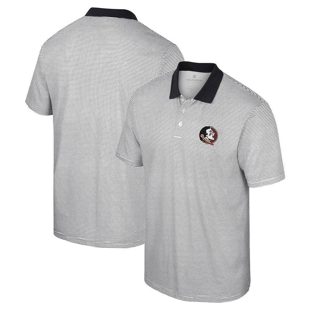 Men's Colosseum White/Black Florida State Seminoles Print Stripe Polo, Size: 3XL Product Image