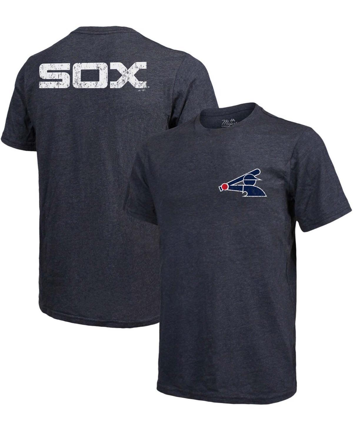 New England Patriots Majestic Threads Tri-Blend Pocket T-Shirt - Heathered Navy, Men's, Size: Small, Blue Product Image