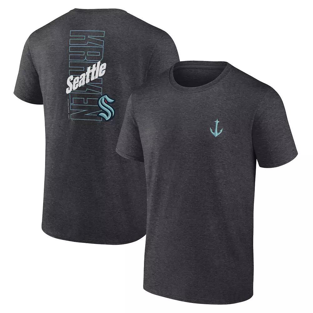 Men's Fanatics Heather Charcoal Seattle Kraken Backbone T-Shirt, Size: Large, Krk Charco Product Image