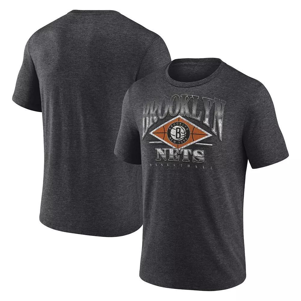 Men's Fanatics Branded Heather Charcoal Brooklyn Nets True Classics Power Phase Tri-Blend T-Shirt, Size: XL Product Image