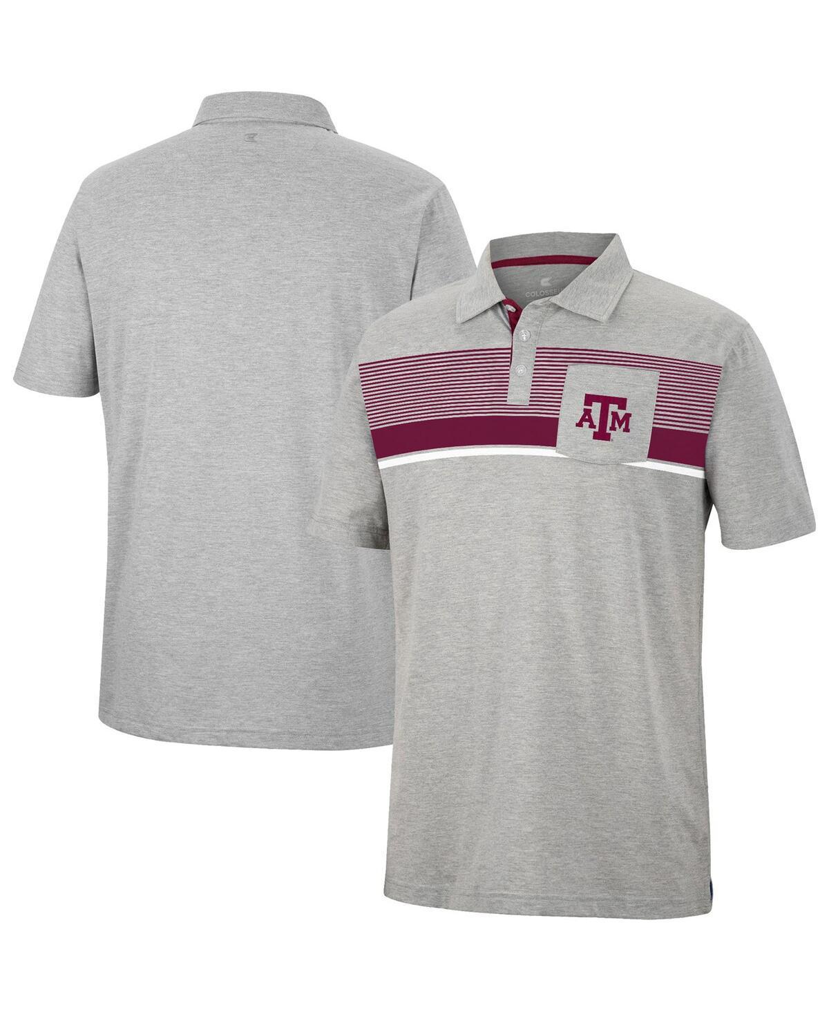 Men's Colosseum Heathered Gray Texas A&M Aggies Golfer Pocket Polo, Size: 2XL, Grey Product Image