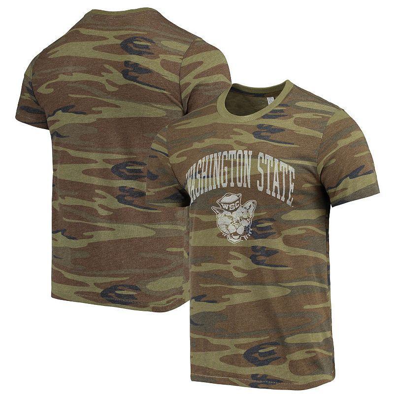 Men's Alternative Apparel Camo Washington State Cougars Arch Logo Tri-Blend T-Shirt, Size: Medium, Wsc Green Product Image