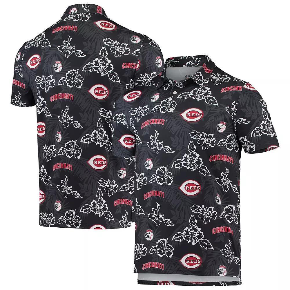 Men's Reyn Spooner Black Cincinnati Reds Performance Polo, Size: XL, Red Black Product Image