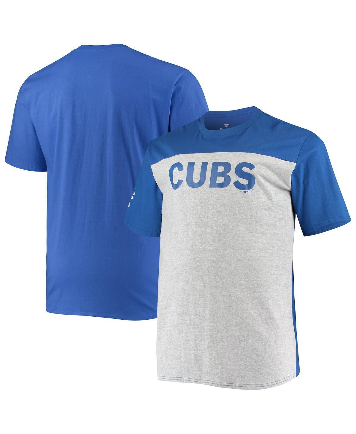 Mens Fanatics Branded Royal/Heathered Gray Chicago Cubs Big & Tall Colorblock T-Shirt Product Image