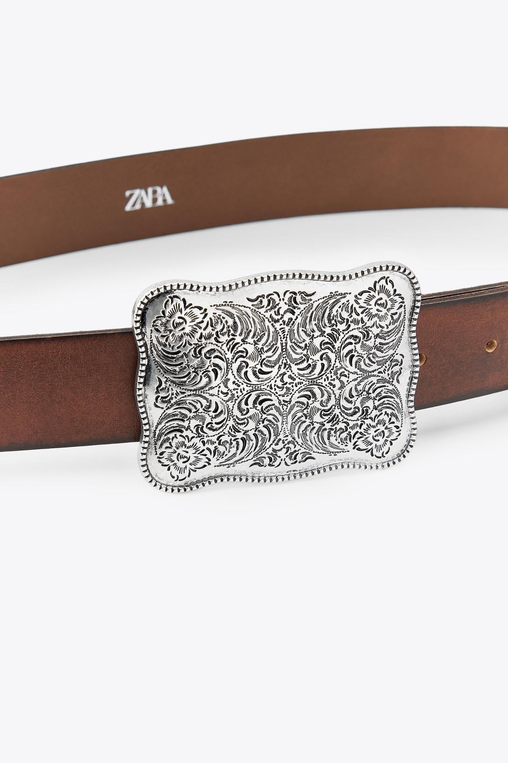 COWBOY BUCKLE LEATHER BELT Product Image