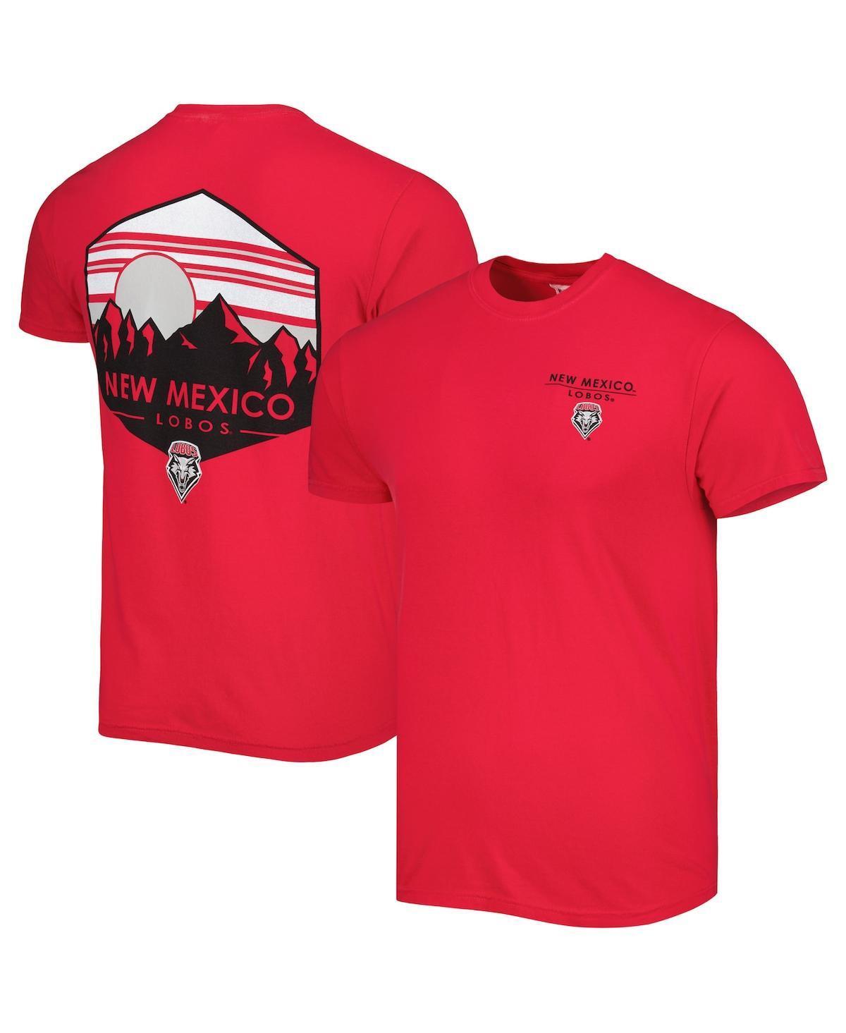 Mens Cherry New Mexico Lobos Landscape Shield T-Shirt Product Image