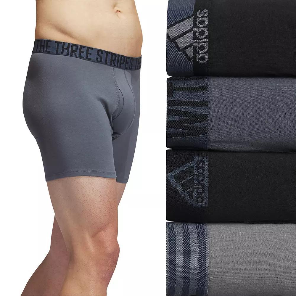 Men's adidas 4-Pack Stretch Cotton Boxer Briefs, Size: XXL, Grey Black Product Image