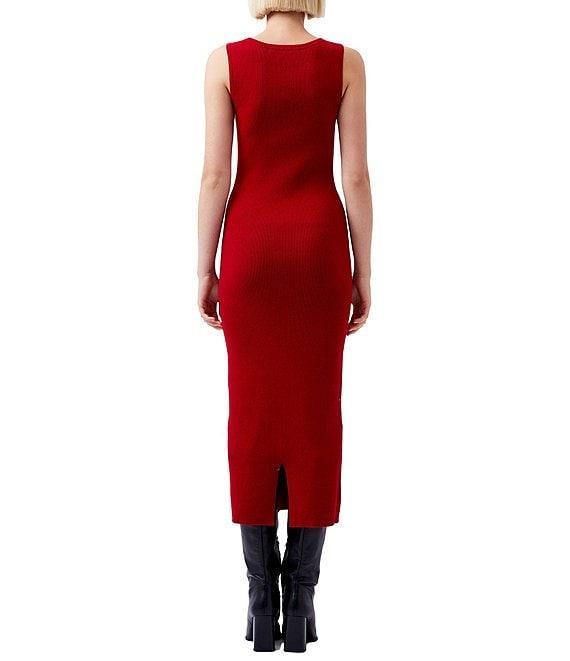 French Connection Mozza Ribbed Knit Square Neck Sleeveless Bodycon Midi Dress Product Image