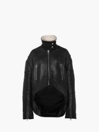 CURVED LEATHER HEM HIGH NECK JACKET in black | JW Anderson US  Product Image