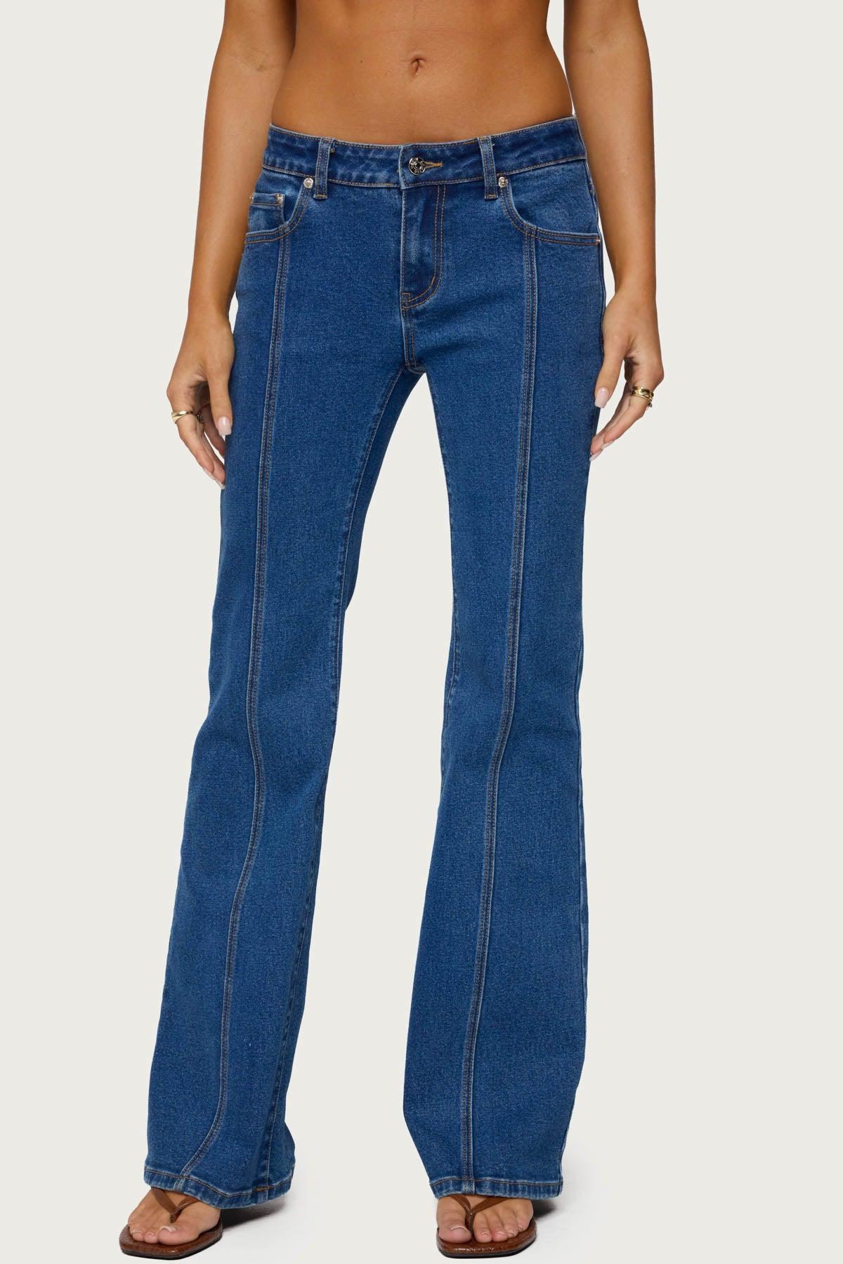 Starrie Panel Stitch Low Rise Jeans Product Image