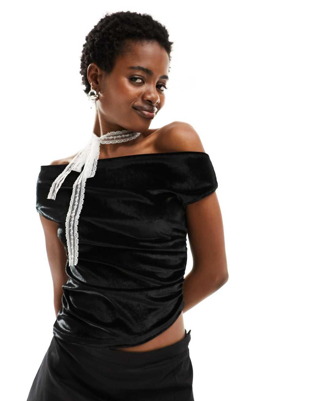 COLLUSION velvet asymmetric top Product Image