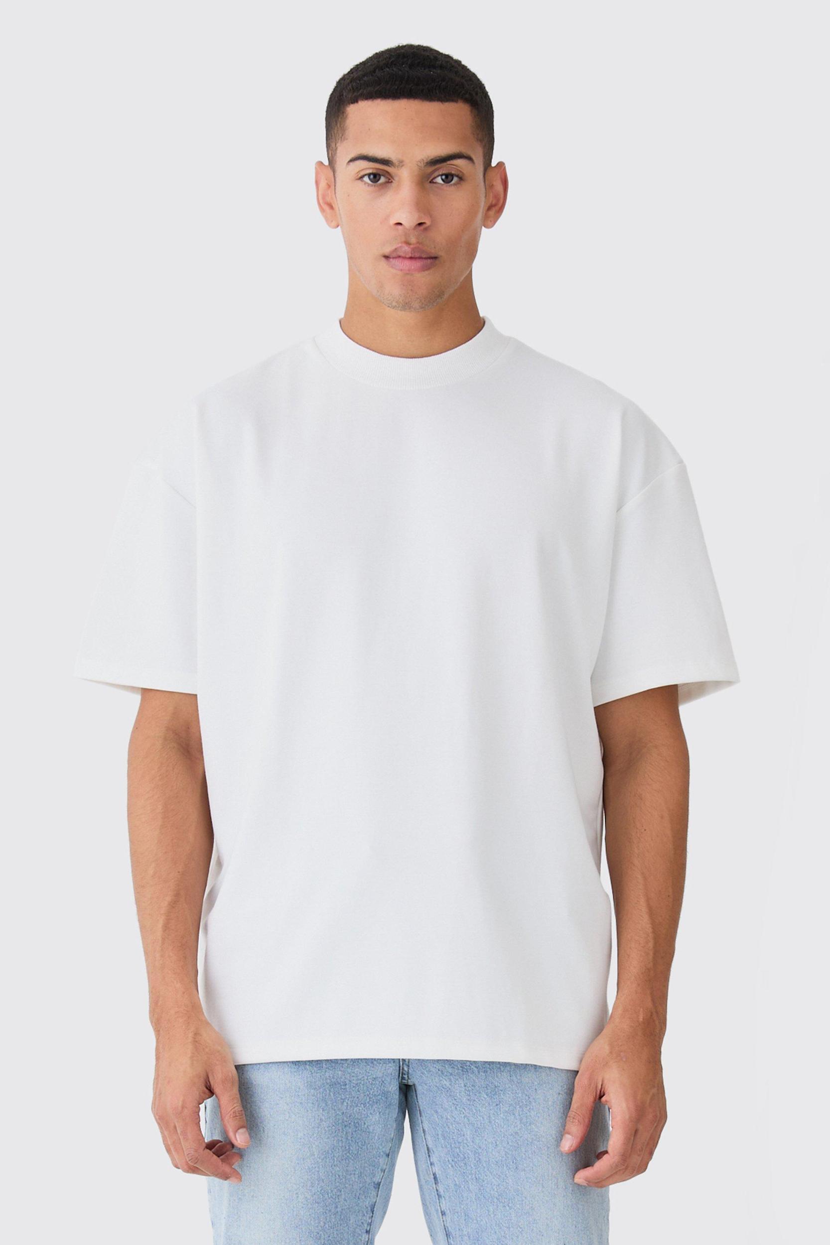 Mens Cream Oversized Premium Super Heavyweight T-shirt, Cream Product Image